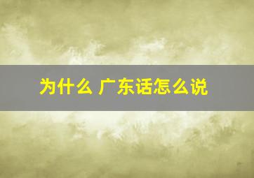 为什么 广东话怎么说